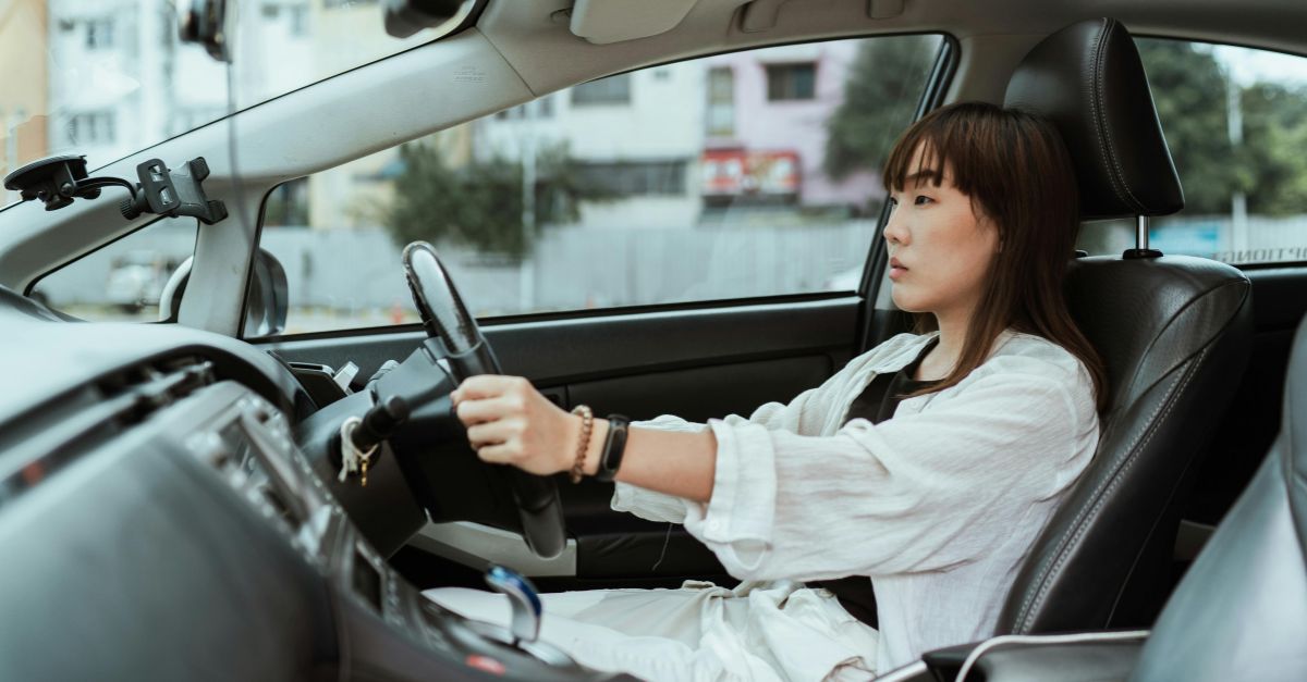 Woman driving a car