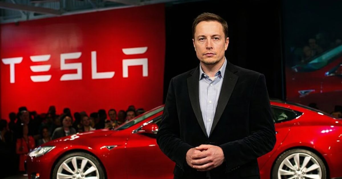 Elon Musk with Tesla car