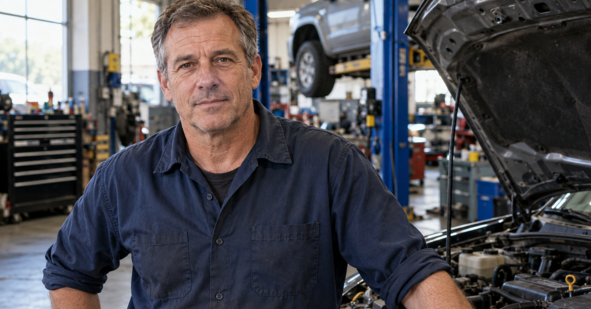 Mechanic in garage