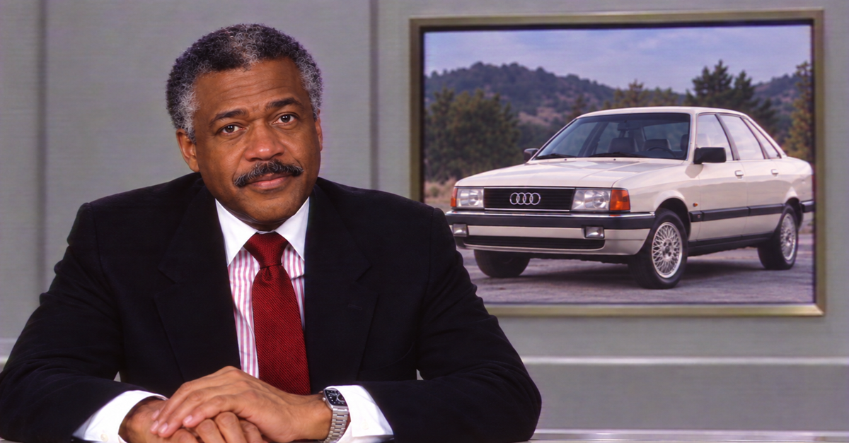 AI-generated image of a news anchor and Audi
