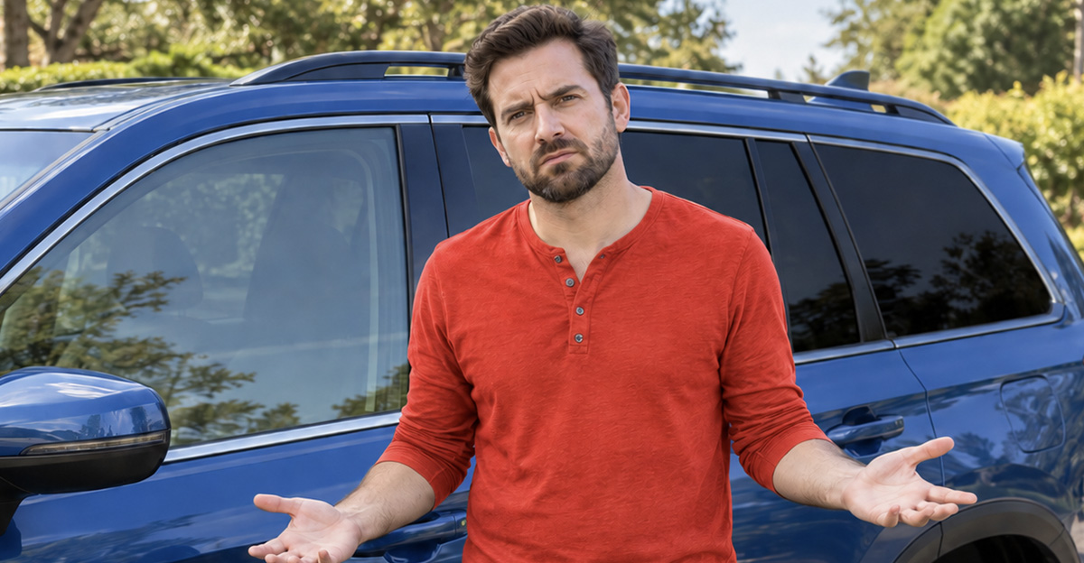 AI-generated image of a man worried about mismatching tint on his car windows.