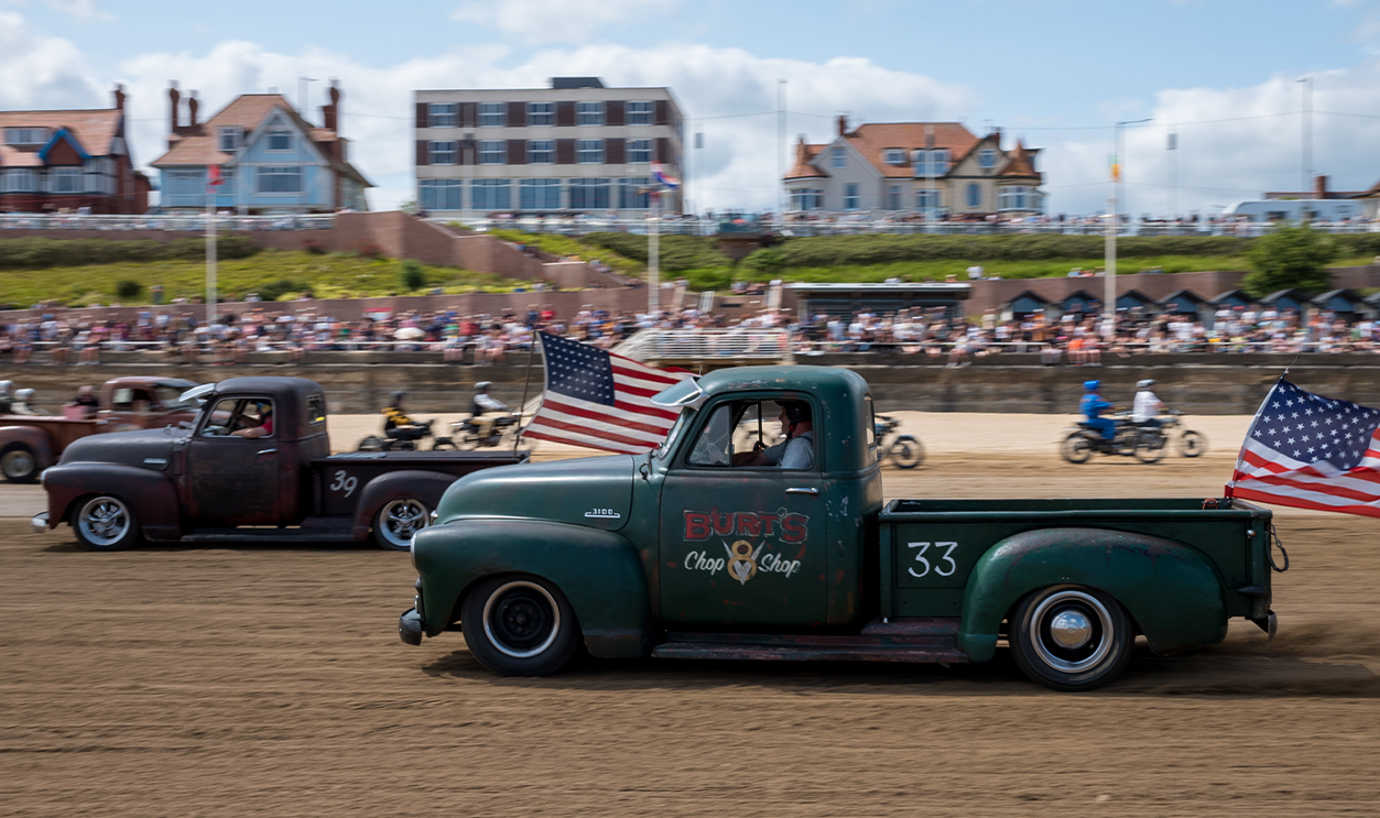 Competitors take part in the Race the Waves motoring event held on the beach at Bridlington on June 15, 2025 in Bridlington, England.