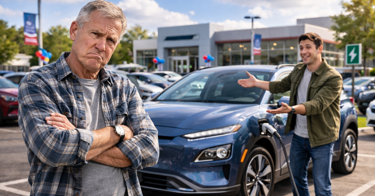 Father and son EV car lot