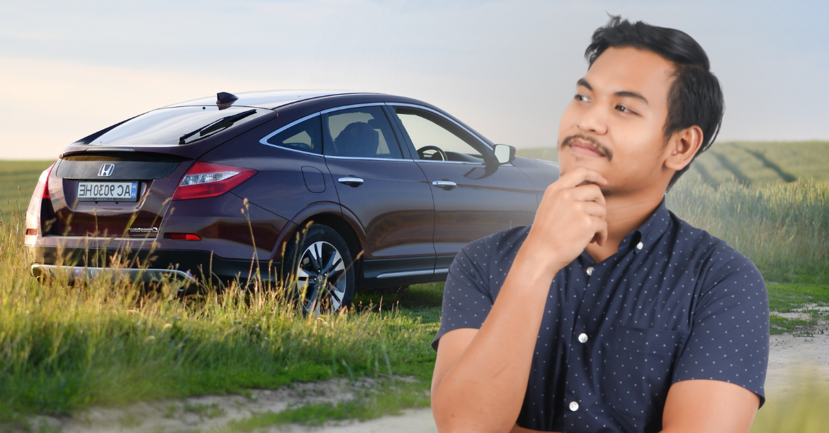 Back view of red maroon Honda Accord Crosstour