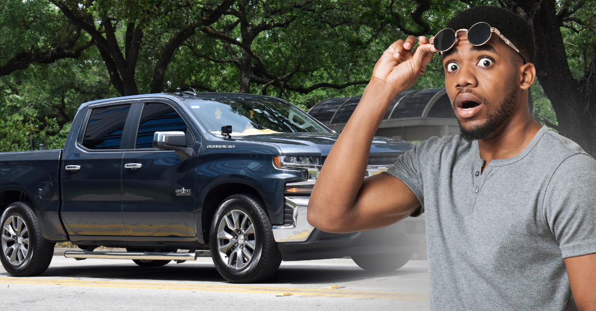 A portrait of a black Chevy Silverado