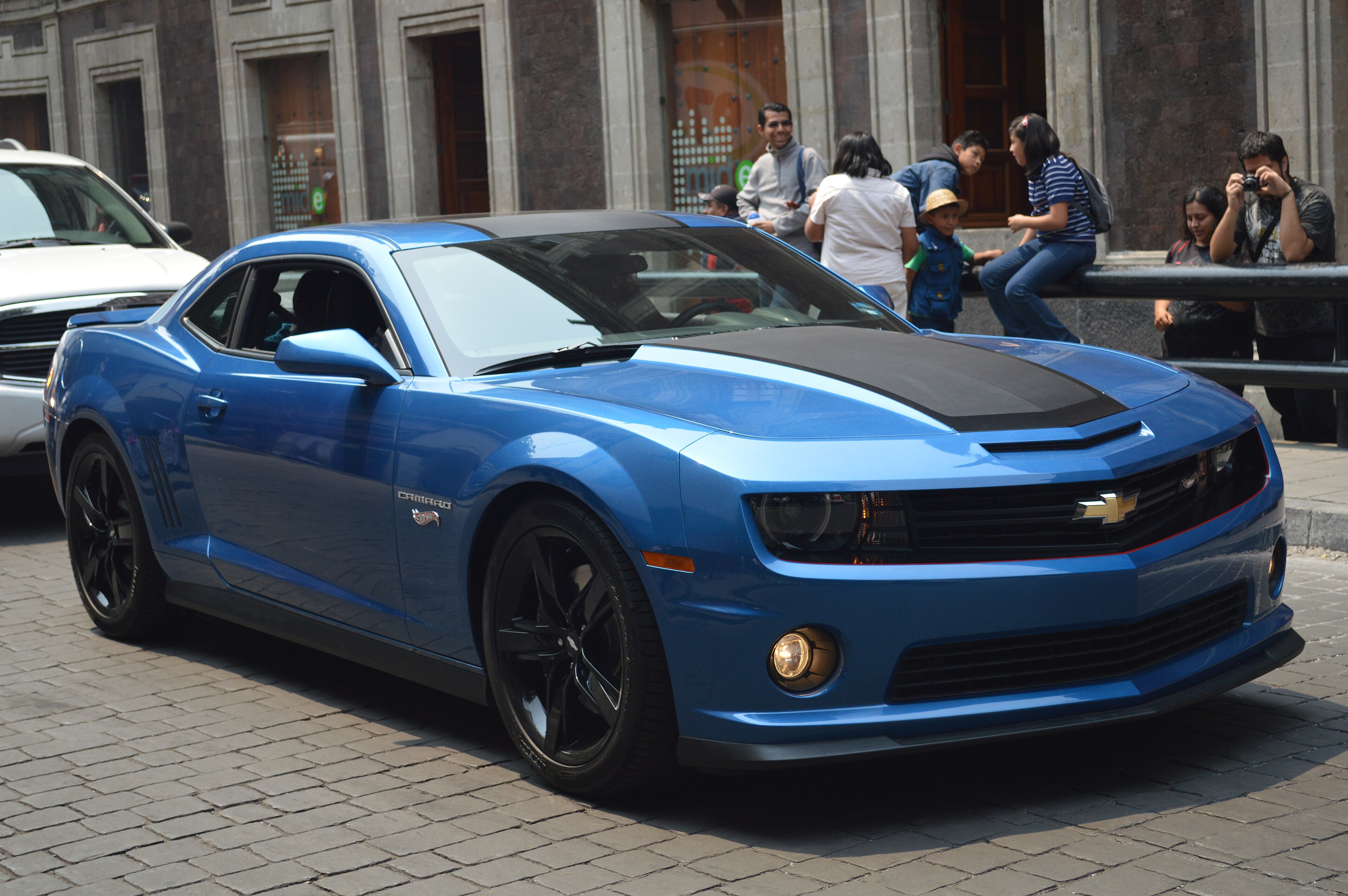 Blue Chevrolet Camaro on Tacuba Street in Mexico City