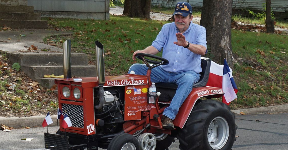 A racing lawn mower in the parade at the 31st Annual Bois d'Arc Bash