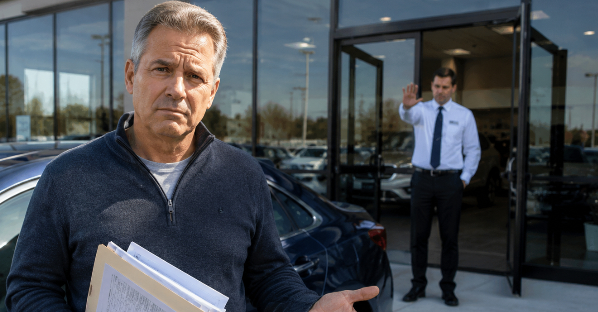 Man trying to return car at dealership