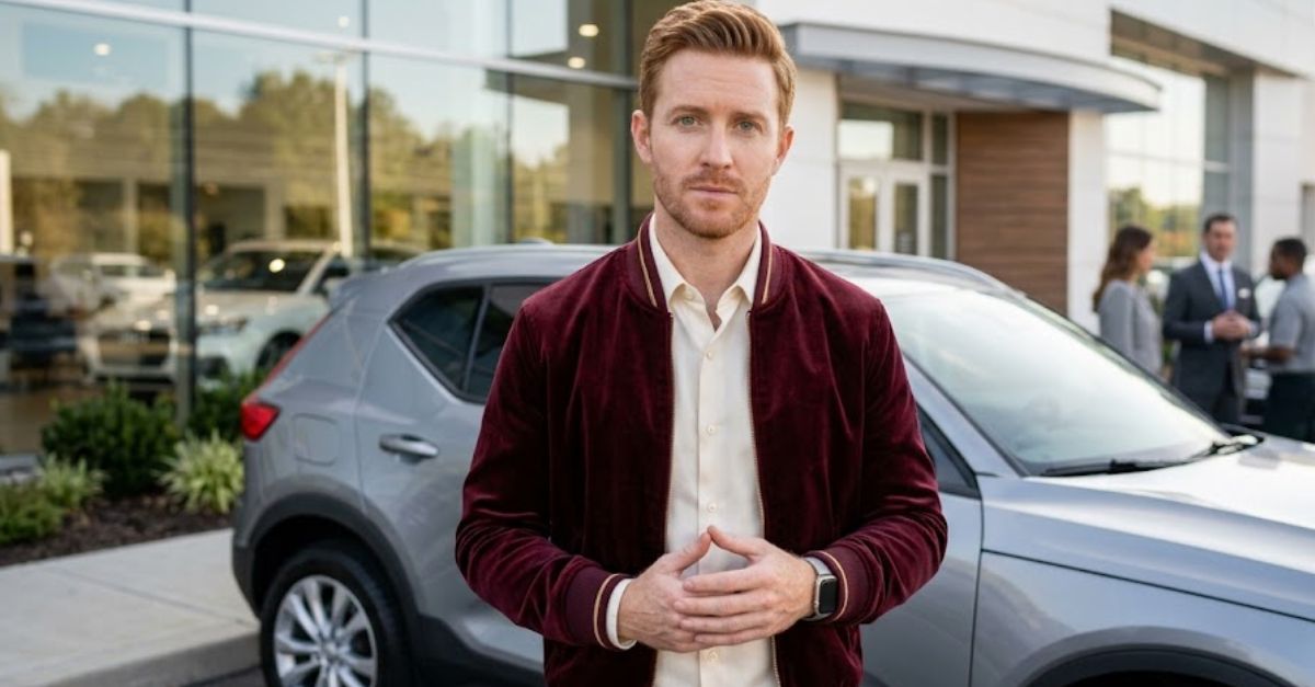 confused and curious man at car dealership