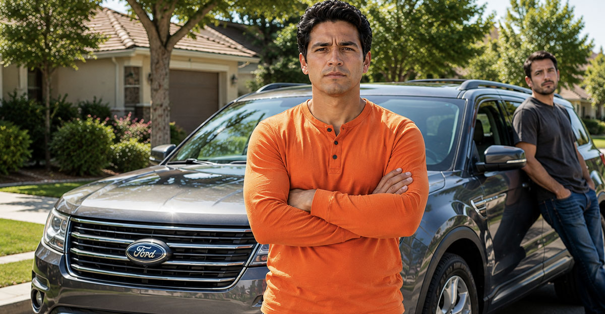 AI-generated image of a man trying to buy a used car.