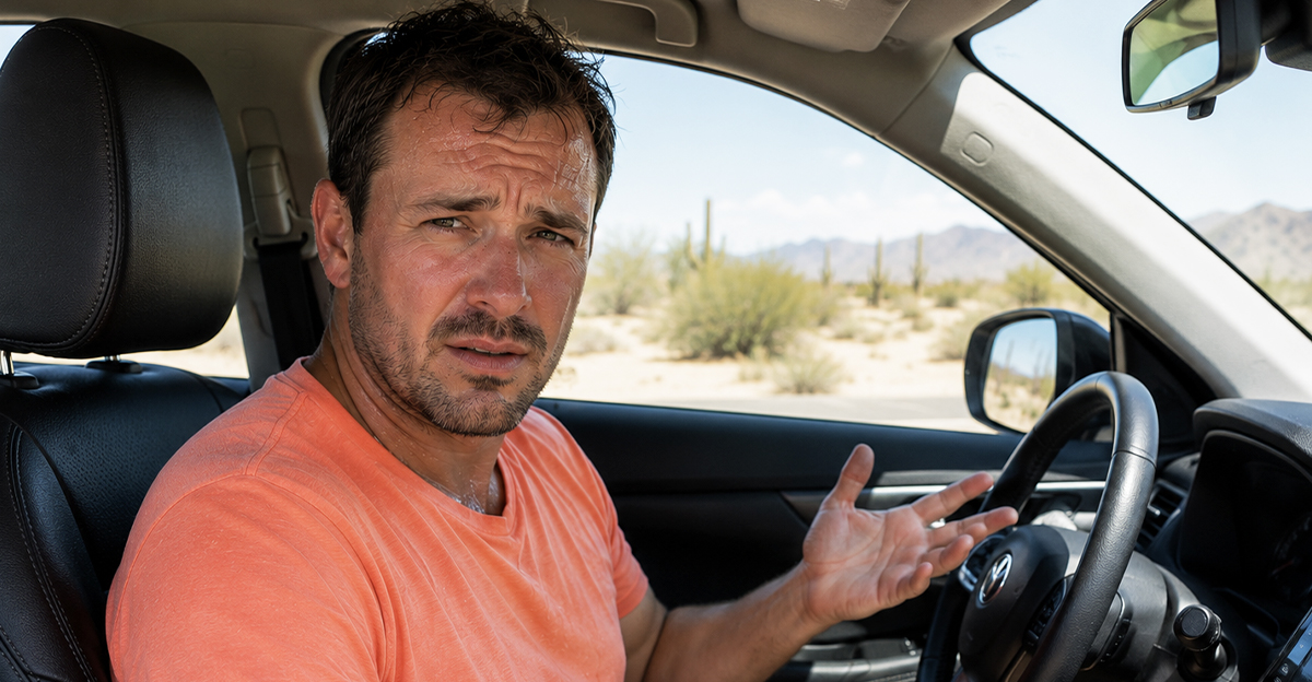 AI-generated image of a man worried about using his ventilated seats properly.