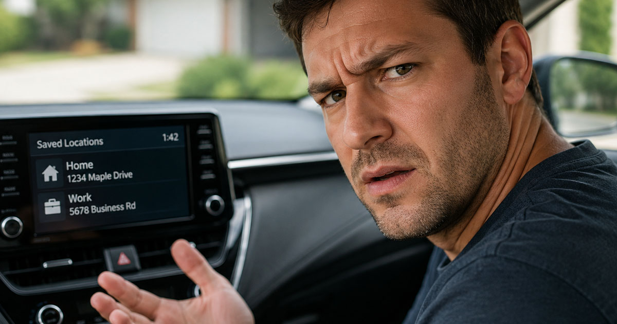 Confused man in a car