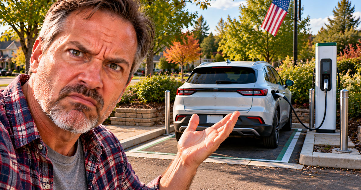 Angry man at an EV charger