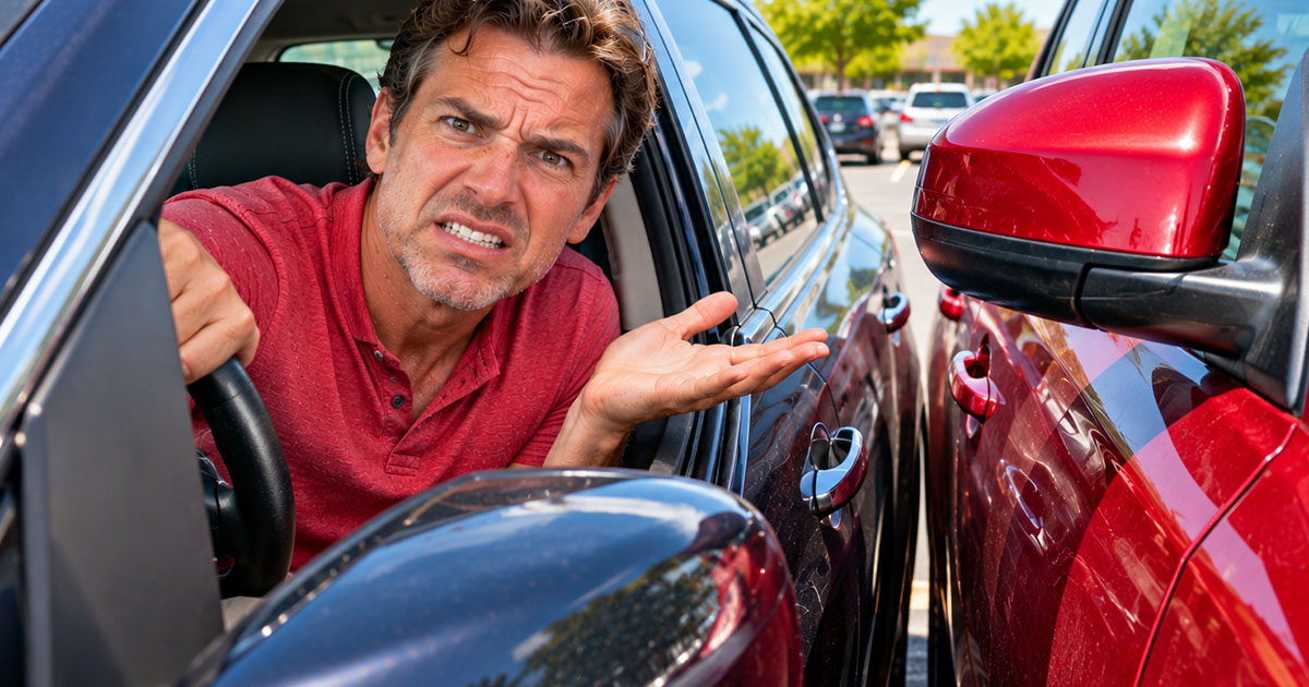 A man stuck in his car