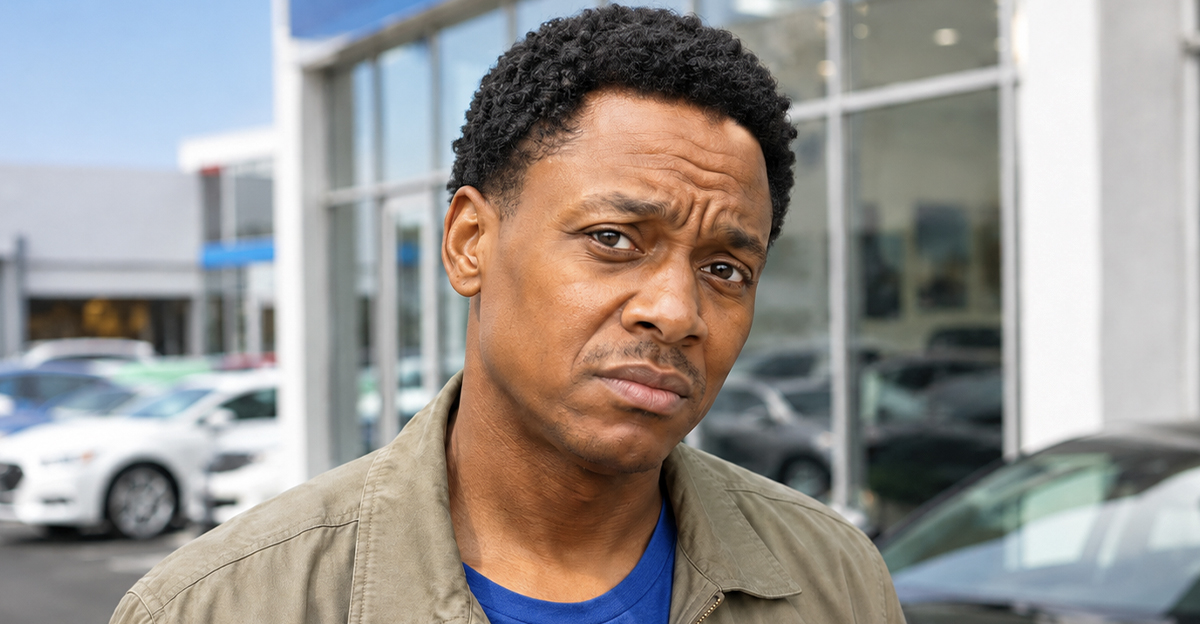 AI-generated image of a man at the car dealership.