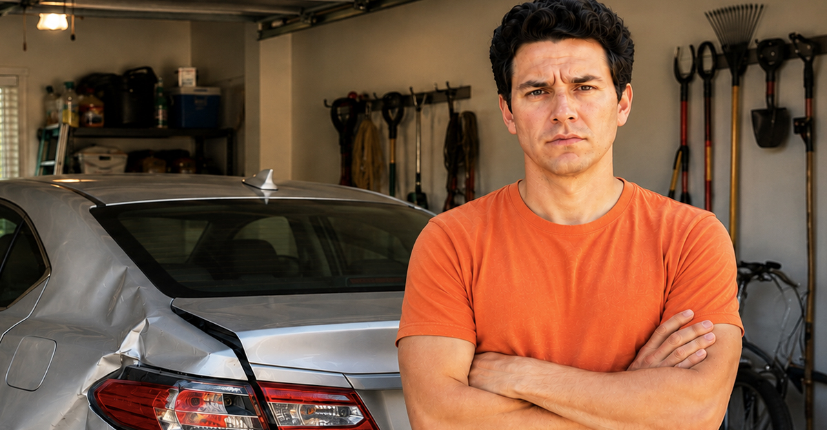 AI-generated image of a man who was rear-ended.
