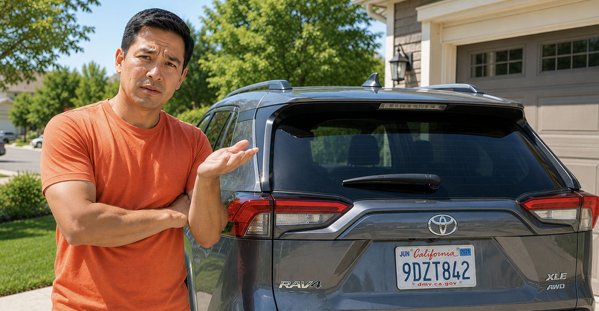 AI-generated image of a man concerned about the reliability of a powered tailgate.