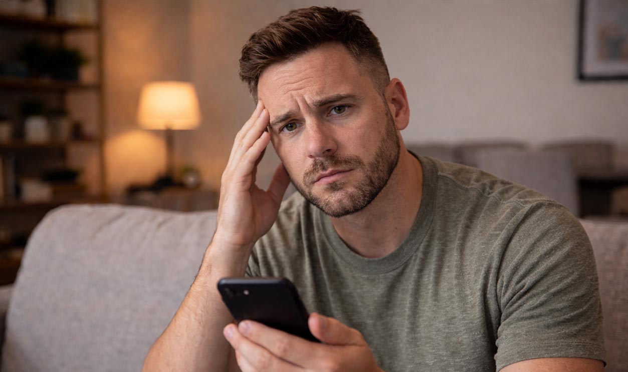 AI-generated image of a man upset about receiving a bill for rental car damage.