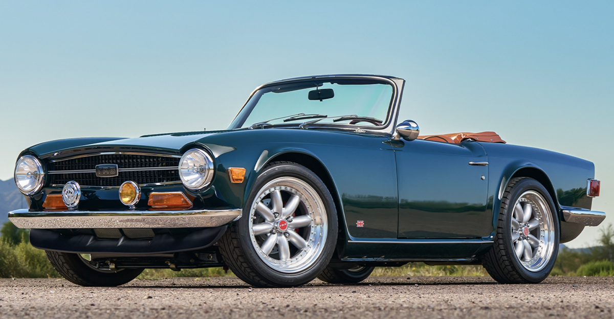 Triumph TR6 parked showing the front of the car