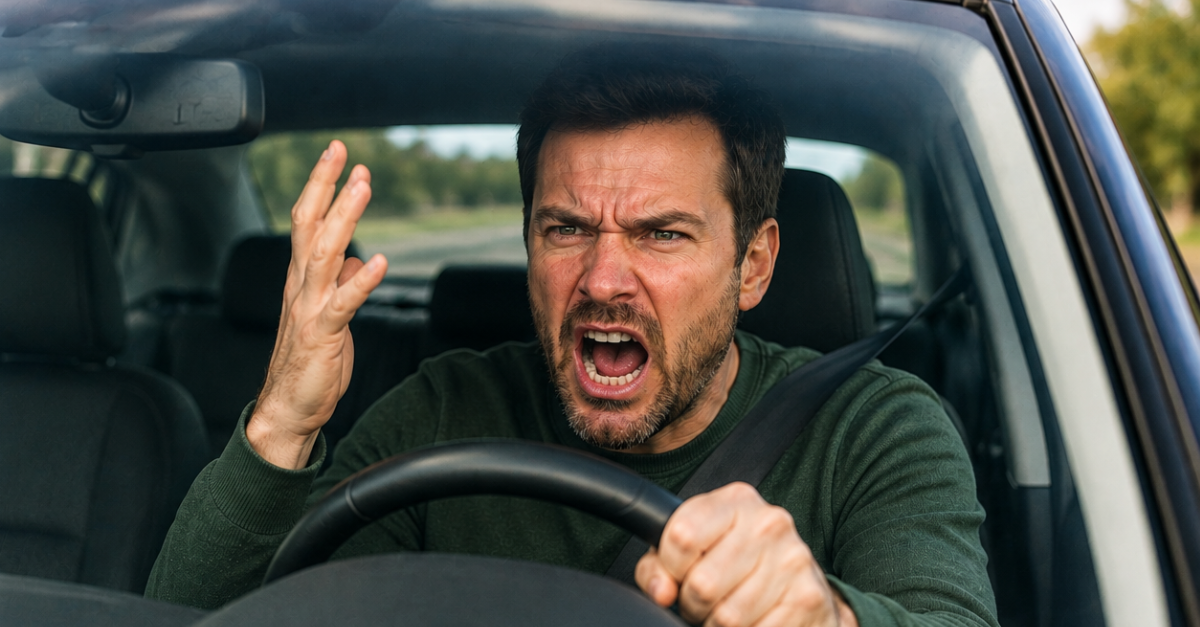 Driver angry about monitoring system.