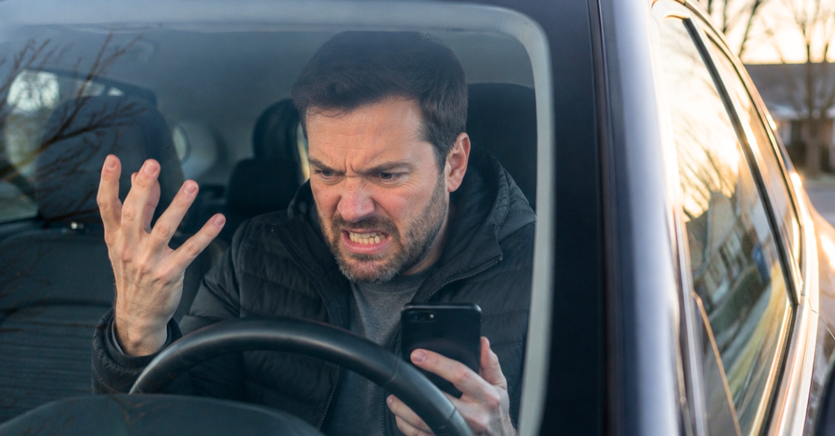 Frustrated Driver at Sunrise